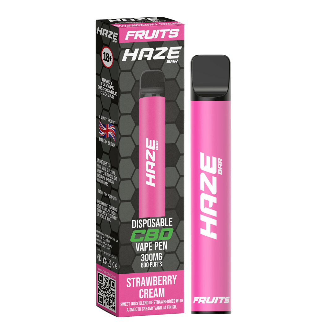 Image of Haze Bar Fruits CBD Disposable Pods 300MG 600 Puffs – Strawberry Cream