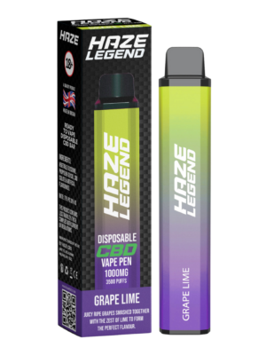 Image of a Disposable CBD Bar Haze Legend Grape lime 1000mg Vape